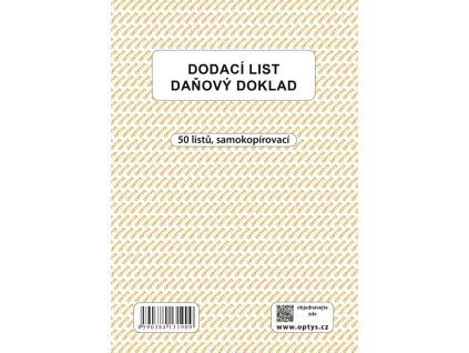OPTYS 1319, Dodací list A5, samopropisovací, 50 listů