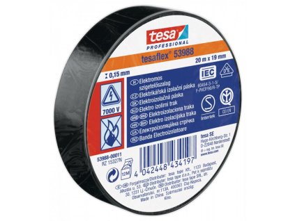 tesaflex professional 53988, PVC elektroizolační páska 19 mm x 20 m (Barva Bílá)