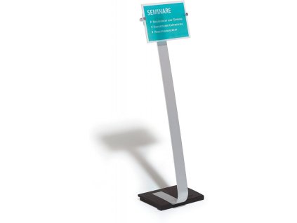 durable 4818 hlinikovy podlahovy stojan crystal sign a4 stribrny litinovy podstavec