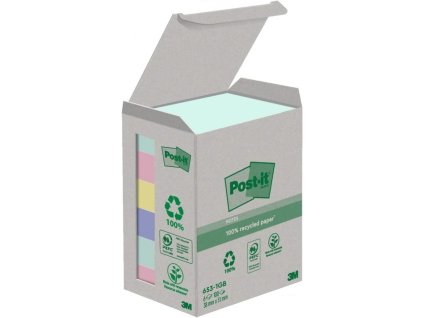 3m post it samolepici recyklovany blocek pastelovy 653 1gb rozmer 38x51 mm 6x100 listku