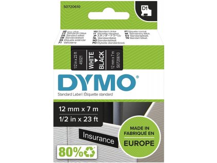 dymo 45021 polyester paska 12mm x 7m typ d1 bila na cerne s0720610