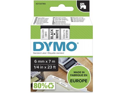 dymo 43613 polyester paska 6mm x 7m typ d1 cerna na bile s0720780