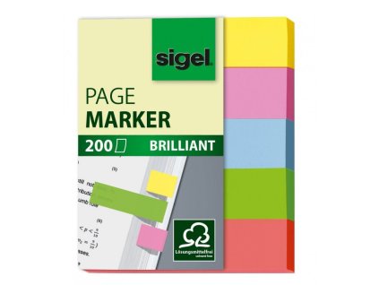 samolepici zalozky sigel obdelnik 50x12 mm 5 barev po 40 utrzcich pastelove barvy