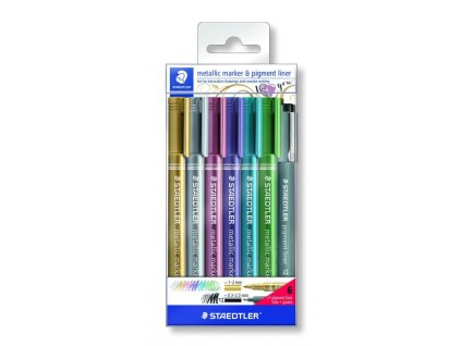 staedtler 8323 sada 6 ks dekoracni popisovace metalicke cerny liner