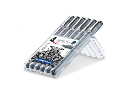 staedtler fineliner 308 cerny pigment liner sada 6 ks