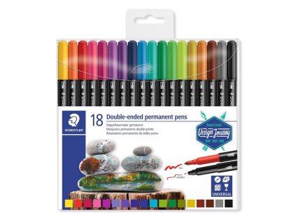 staedtler twin tip pen oboustranny fix sada 18 ks malovani na kameny