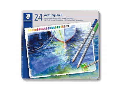 staedtler karat aquarell 125 profesionalni sada pastelek akvarelovych 24 barev kovova krabicka