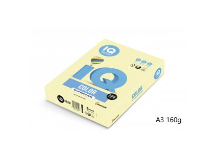 iq color barevny papir a3 160g pastelova svetle zluta ye23 250 ks