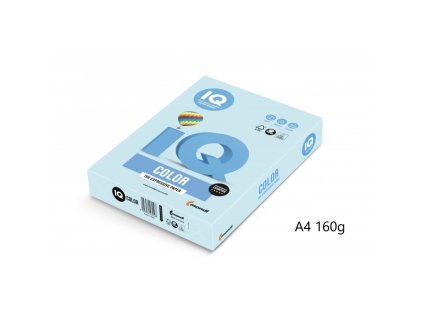 iq color barevny papir a4 160g pastelova stredne modra mb30 250 ks