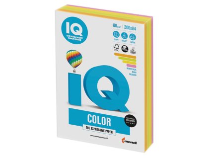 iq color barevny papir a4 80g mix neonovych barev 4x50 ks