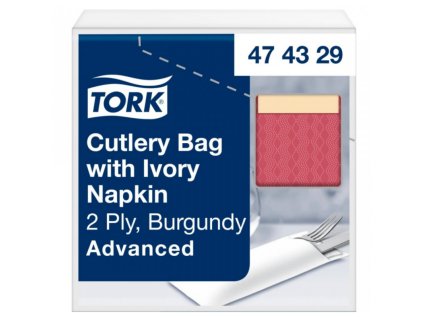 tork 474329 burgundy kapsicka na pribory s kremovym ubrouskem 100 ks