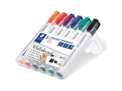Staedtler Lumocolor 351, popisovač na bílé a skleněné tabule, klínový hrot sada 6ks