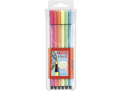 stabilo pen 68 neon premiovy fix s vlaknovym hrotem sada 6 ks