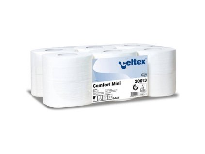 celtex 20013 mini jumbo toaletni papir 2 vrstvy prumer 19 cm bily navin 130 m
