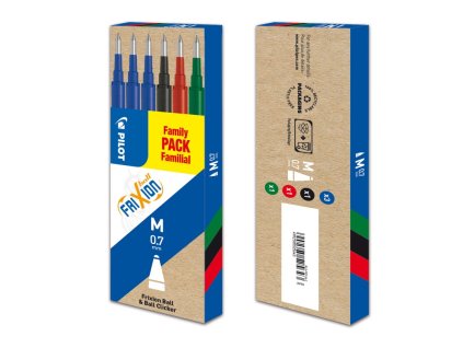 pilot frixion ballclicker sada 6 ks naplni cerna modra cervena zelena stredni hrot m