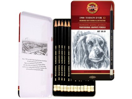 koh i noor 1912 souprava mekkych grafitovych tuzek toison d or 12 ks v kovove krabicce