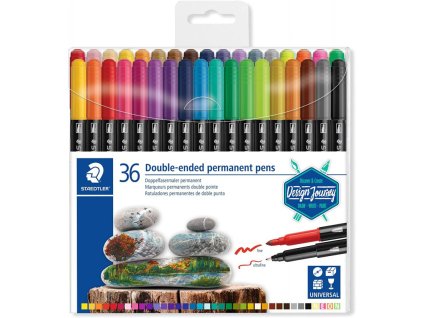 staedtler twin tip pen 36 barev oboustranny fix malovani na kameny