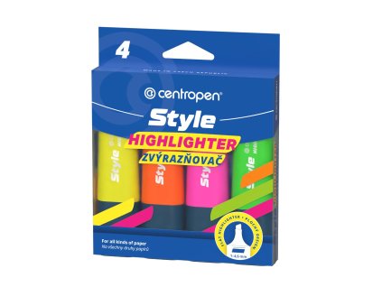 Centropen zvýrazňovač 6252/4 sada 4ks, stopa 1-4 mm, fluo barvy