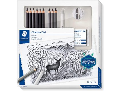 staedtler charcoal set sada grafitovych tuzek a uhlu mars lumograph s prislusenstvim 12 ks