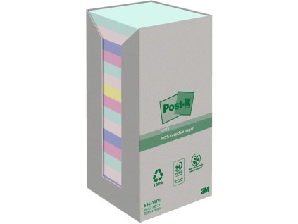 3m post it samolepici recyklovany blocek 654 1rpt rozmer 76x76 mm 16x100 listku pastelove barvy