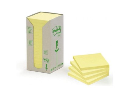 3m post it samolepici recyklovany blocek 654 1t rozmer 76x76 mm 16x100 listku zlute barvy