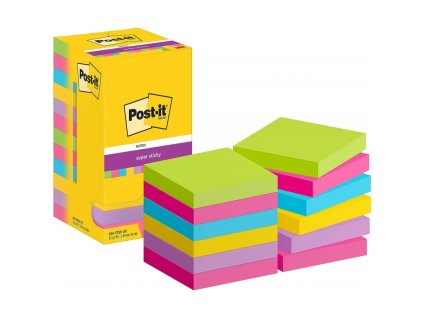 3m post it 654 samolepici blocek 76x76 mm 12x90 listku mix barev silne lepici