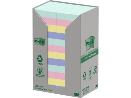 3m post it 653 1rpt samolepici recyklovany blocek pastelovy 38x51 mm 24x100 listku