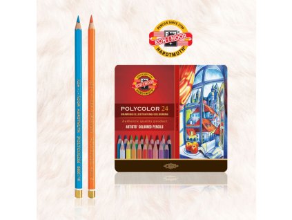 umelecke pastelky polycolor 3824 koh i noor kovova kazeta 24 ks