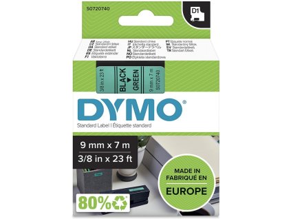 dymo 40919 polyester paska 9mm x 7m typ d1 cerna na zelene s0720740