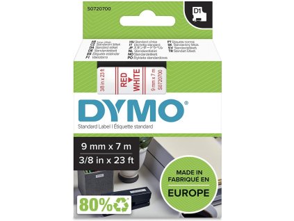 dymo 40915 polyester paska 9mm x 7m typ d1 cervena na bile s0720700