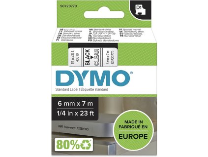 dymo 43610 polyester paska 6mm x 7m typ d1 cerna na cire s0720770