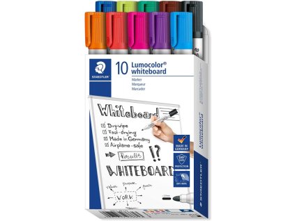 Staedtler Lumocolor 351, popisovač na bílé a skleněné tabule, kulatý hrot sada 10ks