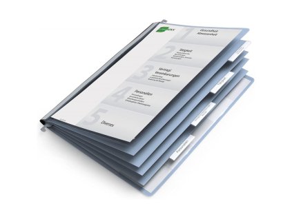 durable 2554 personalni zavesne desky s rychlovazacem a pruhlednou predni stranou modre
