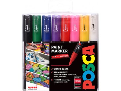 posca sada akrylovych popisovacu tenky hrot 1 mm set 8 ks uni pc 1m