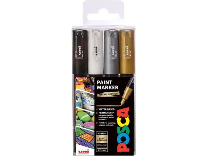posca sada akrylovych popisovacu tenky hrot 1 mm set 4 ks uni pc 1m