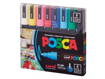 akrylovy popisovac posca pc 5m sada 8 ks 25 mm uni kulaty stredni hrot