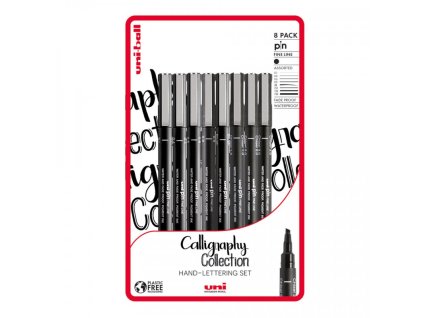 uni ball pin calligraphy sada 8 ks lineru cerna