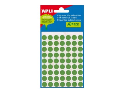 Etikety APLI kulaté, průměr 8 mm, 288 etiket (Barva Zelená)