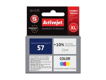 ah 57r inkoustova cartridge barevna activejet hp c6657ae barevna c57 21 ml