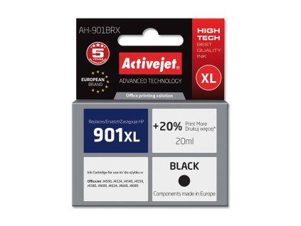 ah 901brx inkoustova cartridge activejet hp cc654ae cerna c901xl 20ml