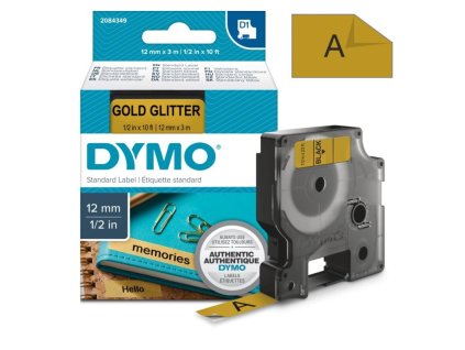 dymo polyester paska d1 12mm x 3m cerna na zlate 45023