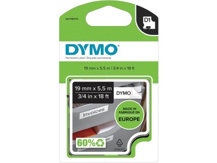 dymo 16960 paska typ d1 trvanlivy polyester 19mm x 55m cerna na bile s0718070