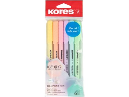 kores kulickove pero kores pen super slide 1 mm sada 6 pastelovych barev