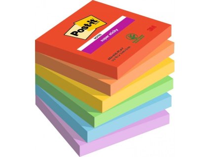 3m post it samolepici blocky super silne playful colour collection rozmer 76x76 mm 6x90 listku