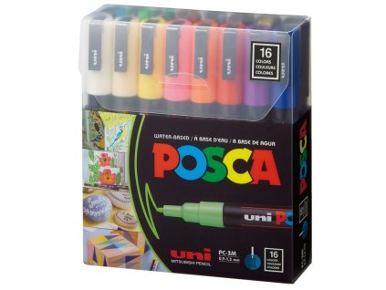 akrylovy popisovac posca pc 3m sada 16 ks 09 13 mm uni stredni hrot