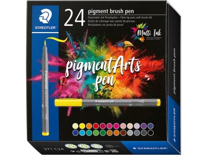 staedtler pigment brush pen sada stetcovych fixu 24 barev