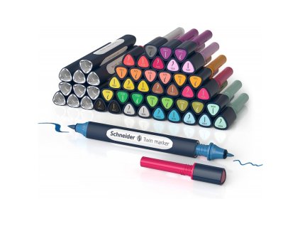 schneider paint it 040 sada oboustrannych popisovacu se 2 hroty mix 52 ks