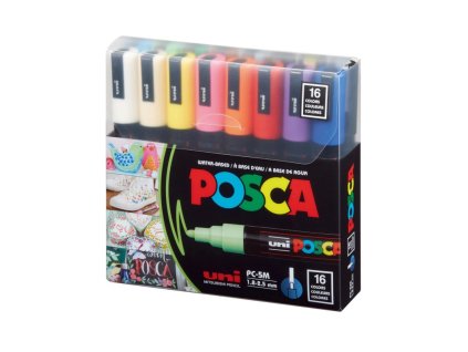 akrylovy popisovac posca pc 5m sada 16 ks 25 mm uni kulaty stredni hrot