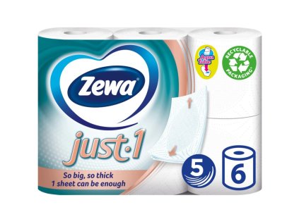 zewa just 1 toaletni papir premium 5 vrstvy bily baleni 6 roli