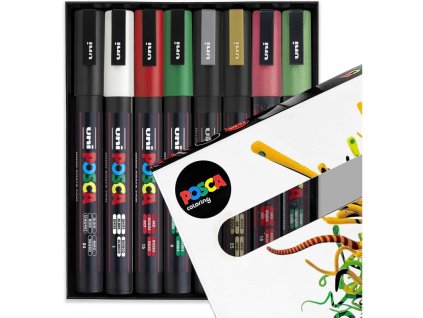 akrylovy popisovac posca pc 3m vanocni sada 8 ks 13 mm uni kulaty stredni hrot christmas